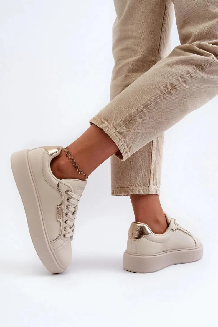 Damskie Big Star Shoes Sneakersy Damskie Big Star NN274334 Memory Foam System Beżowe