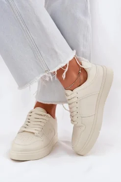 Big Star Shoes Buty Sportowe Big Star|Sneakersy Damskie*Sneakersy Damskie Big Star RR274A243 HI-POLY SYSTEM Beżowe Beżowy