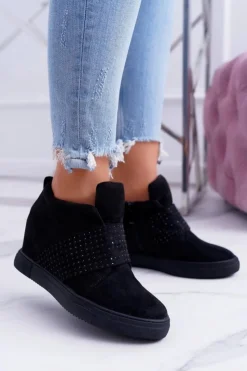 Boto Sneakersy Damskie*Sneakersy Damskie Czarne Trampki Lu Boo Cekiny PinkSugar