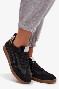 Boto Sneakersy Damskie*Sneakersy Damskie Czarne Hanelor Czarny