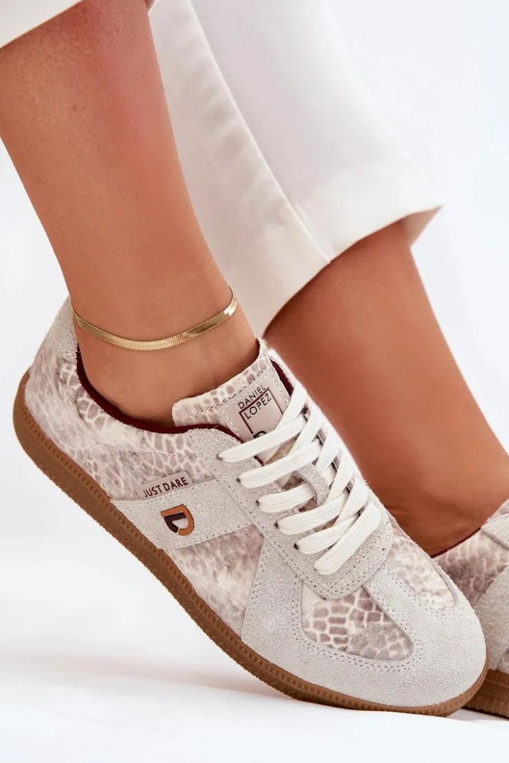 Damskie Daniel Lopez Just Dare Sneakersy Damskie SS2D4032 Zwierzęcy Wzór Beżowe