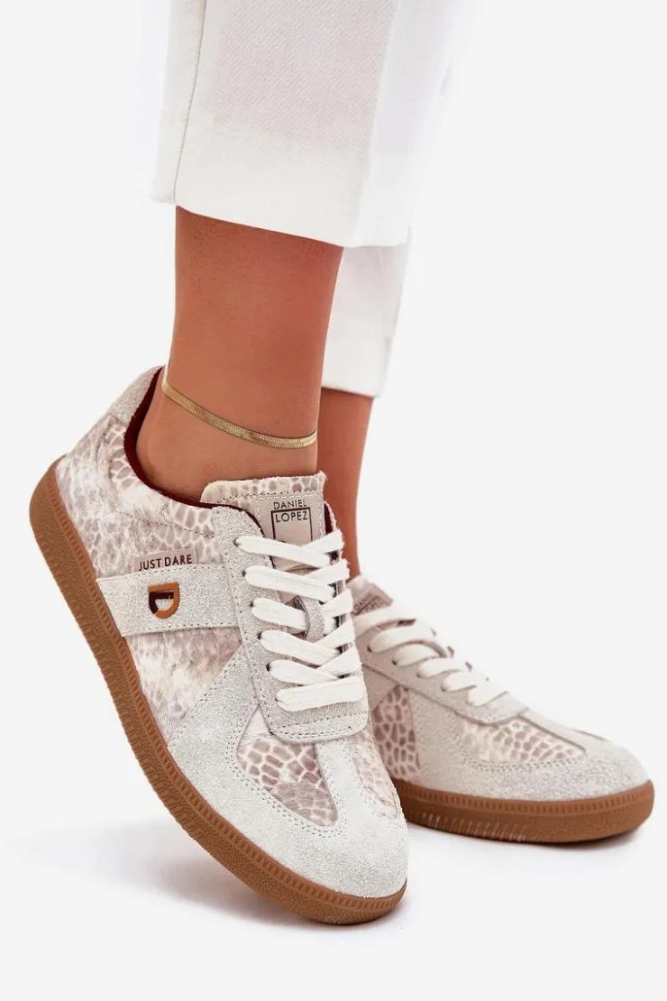 Damskie Daniel Lopez Just Dare Sneakersy Damskie SS2D4032 Zwierzęcy Wzór Beżowe