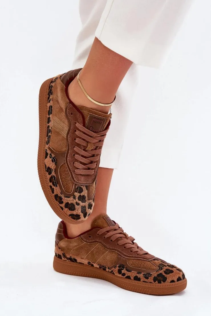 Daniel Lopez Just Dare Buty Sportowe Na Platformie|Sneakersy Damskie*Sneakersy Damskie SS2D4017 Panterka Brązowy