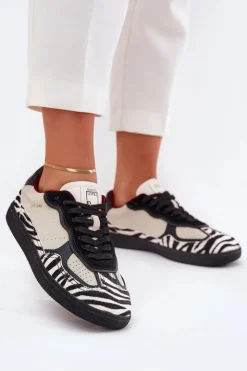 Daniel Lopez Just Dare Buty Sportowe Na Platformie|Sneakersy Damskie*Sneakersy Damskie SS2D4015 Zebra Beżowe Beżowy