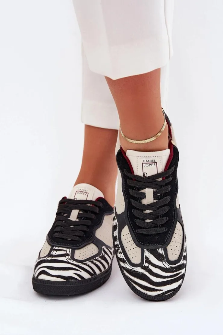 Daniel Lopez Just Dare Buty Sportowe Na Platformie|Sneakersy Damskie*Sneakersy Damskie SS2D4015 Zebra Beżowe Beżowy