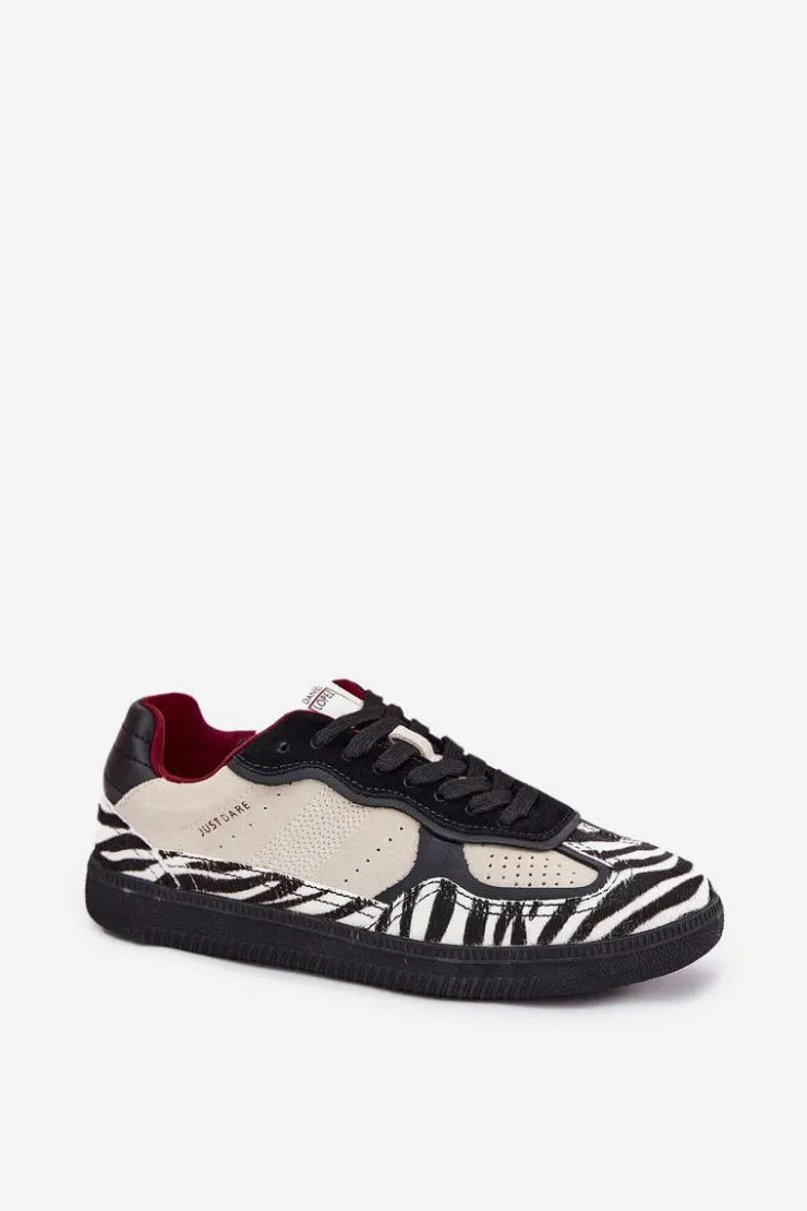 Daniel Lopez Just Dare Buty Sportowe Na Platformie|Sneakersy Damskie*Sneakersy Damskie SS2D4015 Zebra Beżowe Beżowy
