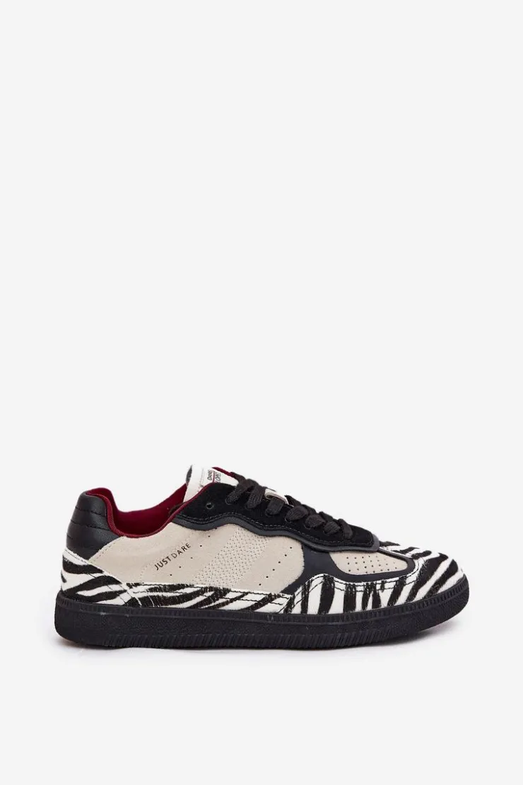 Daniel Lopez Just Dare Buty Sportowe Na Platformie|Sneakersy Damskie*Sneakersy Damskie SS2D4015 Zebra Beżowe Beżowy
