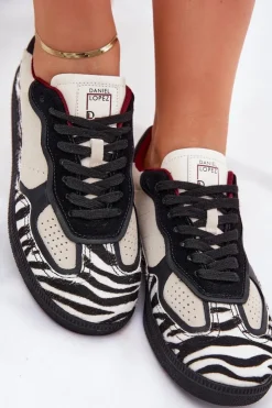 Daniel Lopez Just Dare Buty Sportowe Na Platformie|Sneakersy Damskie*Sneakersy Damskie SS2D4015 Zebra Beżowe Beżowy