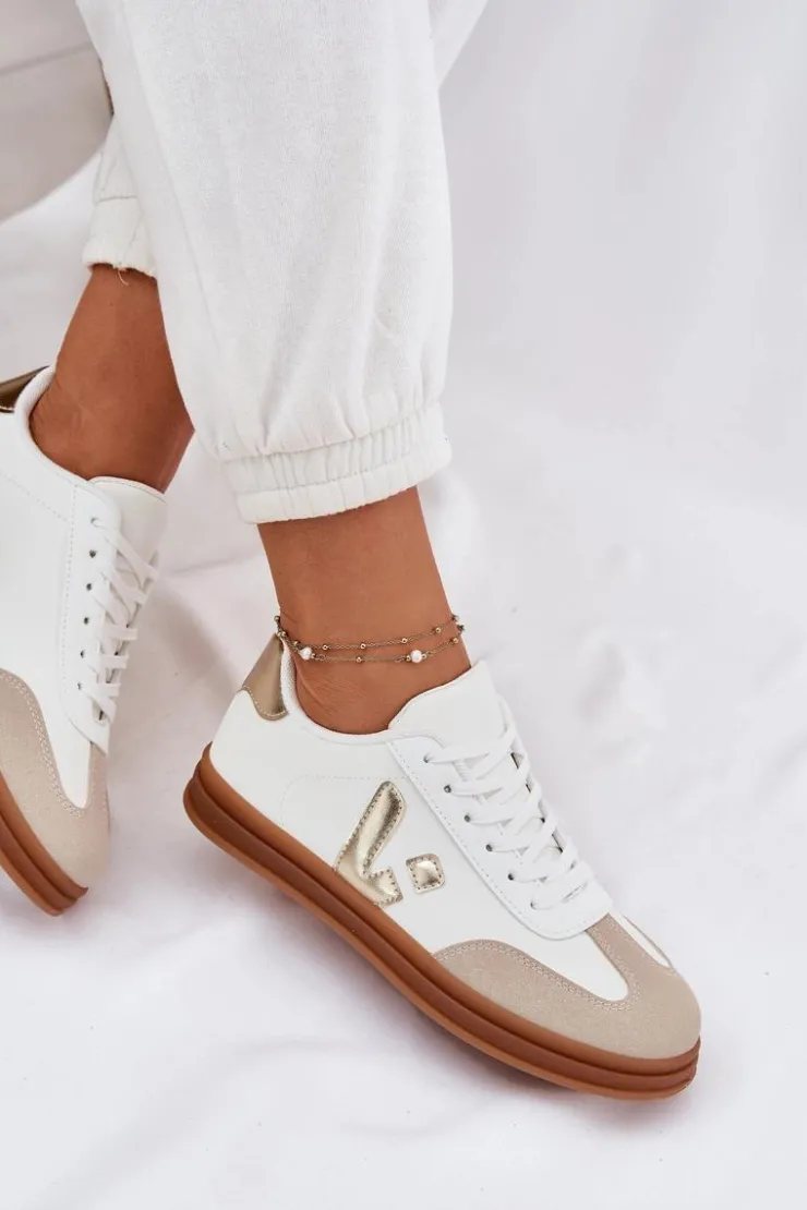 Sale Boto Sneakersy Damskie Eko Skórzane Białe Micca