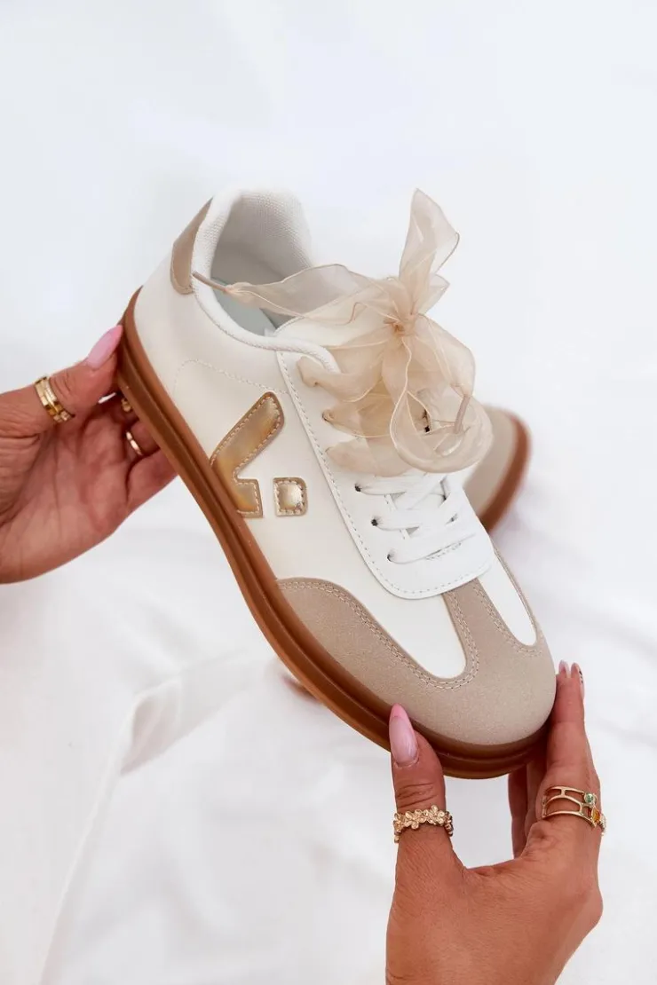 Sale Boto Sneakersy Damskie Eko Skórzane Białe Micca