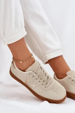 Damskie Boto Sneakersy Damskie Eko Zamszowe Beżowe Micca