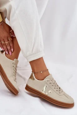 Damskie Boto Sneakersy Damskie Eko Zamszowe Beżowe Micca