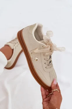 Damskie Boto Sneakersy Damskie Eko Zamszowe Beżowe Micca