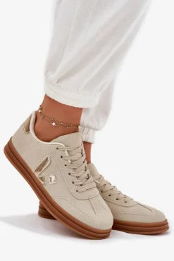 Damskie Boto Sneakersy Damskie Eko Zamszowe Beżowe Micca