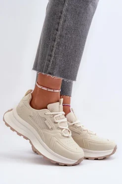 Damskie Big Star Shoes Sneakersy Damskie HI-POLY SYSTEM Big Star NN274A105 Beżowe