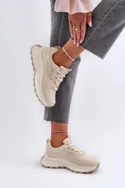 Damskie Big Star Shoes Sneakersy Damskie HI-POLY SYSTEM Big Star NN274A105 Beżowe