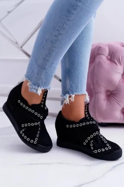 Damskie Boto Sneakersy damskie Koturny LU BOO Czarne Margo