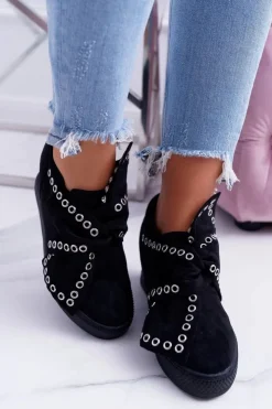 Damskie Boto Sneakersy damskie Koturny LU BOO Czarne Margo
