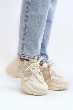 Discount Boto Sneakersy Damskie Na Masywnej Podeszwie Beżowe Windamella