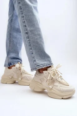 Discount Boto Sneakersy Damskie Na Masywnej Podeszwie Beżowe Windamella