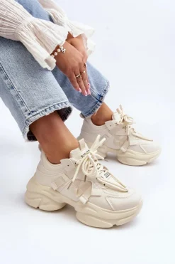 Discount Boto Sneakersy Damskie Na Masywnej Podeszwie Beżowe Windamella