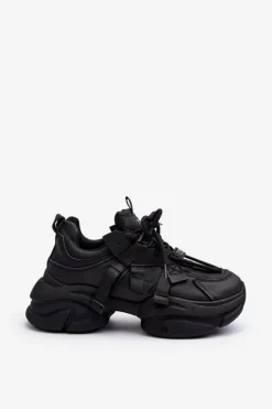 Boto Sneakersy Damskie*Sneakersy Damskie Na Masywnej Podeszwie Czarne Windamella