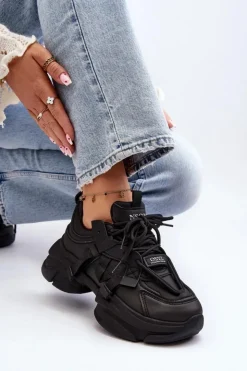 Boto Sneakersy Damskie*Sneakersy Damskie Na Masywnej Podeszwie Czarne Windamella