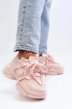 Discount Boto Sneakersy Damskie Na Masywnej Podeszwie Różowe Windamella Różowy