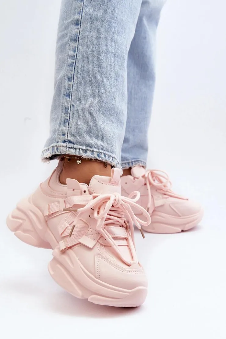 Discount Boto Sneakersy Damskie Na Masywnej Podeszwie Różowe Windamella Różowy