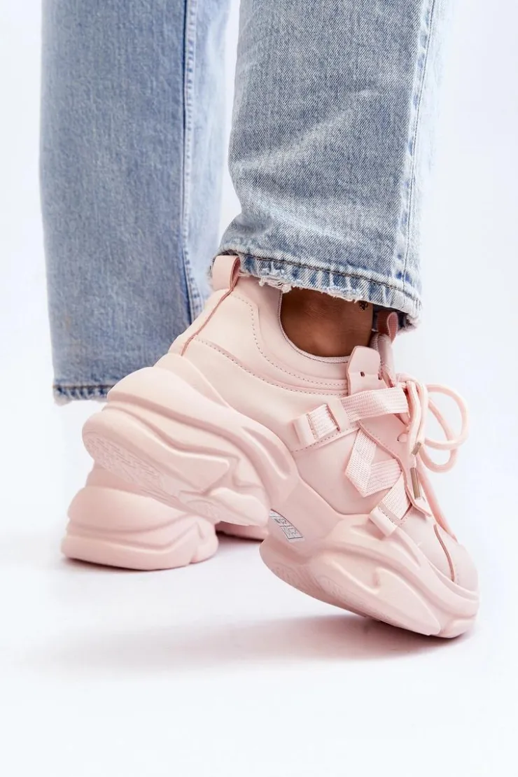 Discount Boto Sneakersy Damskie Na Masywnej Podeszwie Różowe Windamella Różowy