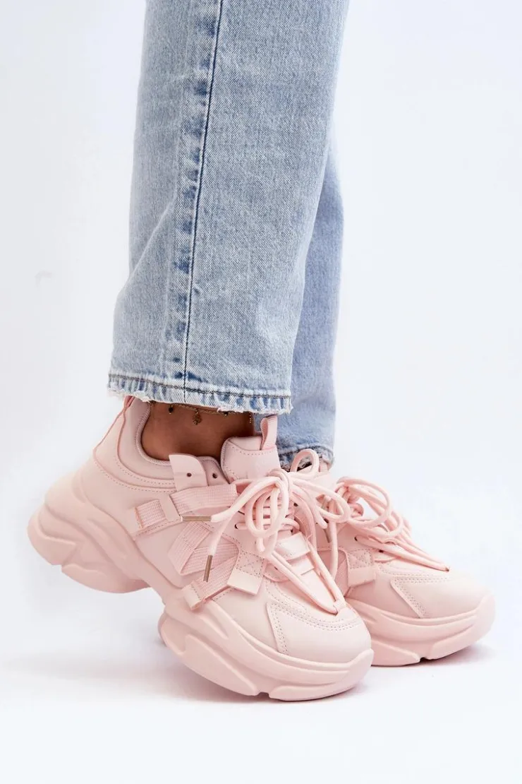 Discount Boto Sneakersy Damskie Na Masywnej Podeszwie Różowe Windamella Różowy