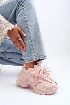 Discount Boto Sneakersy Damskie Na Masywnej Podeszwie Różowe Windamella Różowy