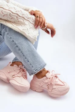 Discount Boto Sneakersy Damskie Na Masywnej Podeszwie Różowe Windamella Różowy