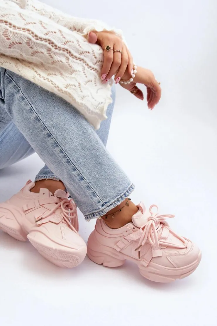 Discount Boto Sneakersy Damskie Na Masywnej Podeszwie Różowe Windamella Różowy