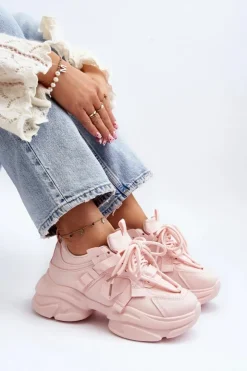 Discount Boto Sneakersy Damskie Na Masywnej Podeszwie Różowe Windamella Różowy