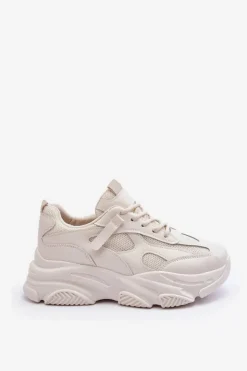 Damskie Boto Sneakersy Damskie Na Masywnej Platformie Beżowe Agnenia