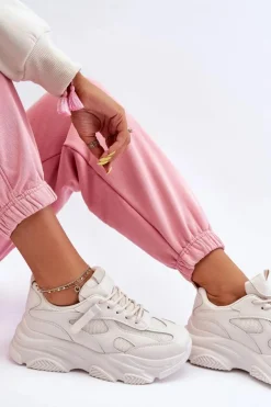 Damskie Boto Sneakersy Damskie Na Masywnej Platformie Beżowe Agnenia