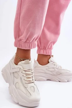 Damskie Boto Sneakersy Damskie Na Masywnej Platformie Beżowe Agnenia