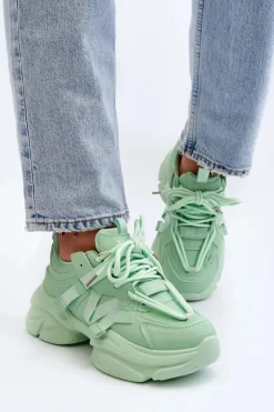 Damskie Boto Sneakersy Damskie Na Masywnej Podeszwie Zielone Windamella
