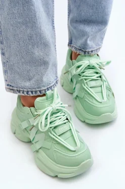 Damskie Boto Sneakersy Damskie Na Masywnej Podeszwie Zielone Windamella