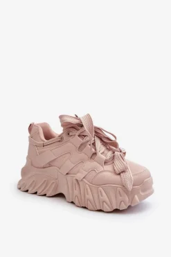 Boto Sneakersy Damskie*Sneakersy Damskie Na Masywnej Podeszwie Różowe Ellerai