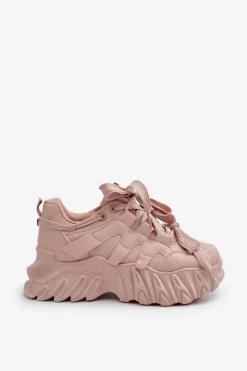 Boto Sneakersy Damskie*Sneakersy Damskie Na Masywnej Podeszwie Różowe Ellerai