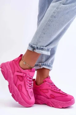 Outlet Boto Sneakersy Damskie Na Masywnej Platformie Fuksja Agnenia