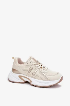 Best Boto Sneakersy Damskie Na Masywnej Podeszwie Beżowe Davira