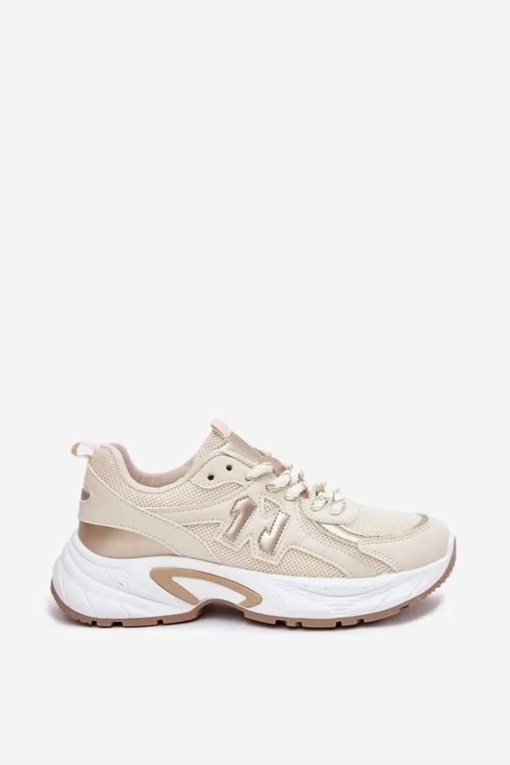 Best Boto Sneakersy Damskie Na Masywnej Podeszwie Beżowe Davira