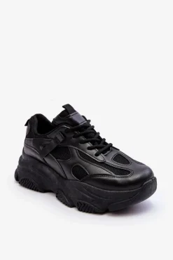 Boto Sneakersy Damskie*Sneakersy Damskie Na Masywnej Platformie Czarne Agnenia