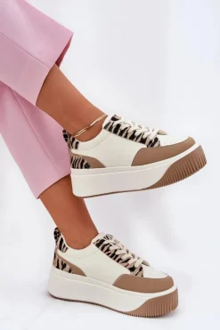 Boto Buty Sportowe Na Platformie|Sneakersy Damskie*Sneakersy Damskie Na Masywnej Platformie Zebra Beżowe Tamorniel Beżowy