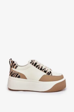 Boto Buty Sportowe Na Platformie|Sneakersy Damskie*Sneakersy Damskie Na Masywnej Platformie Zebra Beżowe Tamorniel Beżowy