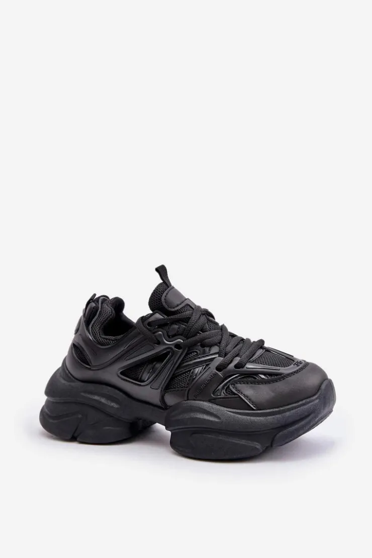 Boto Sneakersy Damskie*Sneakersy Damskie Na Masywnej Podeszwie Czarne Amoserna