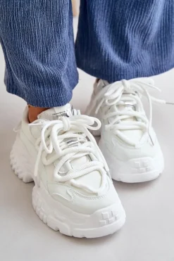 Damskie Boto Sneakersy Damskie Na Masywnej Podeszwie Białe Nevela